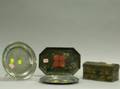 Painted Tole Small Document Box Tray and Two Pewter Plates