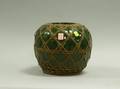 Japanese WickerWrapped Green Glazed Pottery Vase
