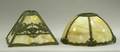 Art Nouveau Pyramidal Slag Glass Lamp Shade and a Slag Glass Bent Panel Shade 