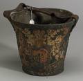 Two English Paint Decorated Wood and Leather Buckets