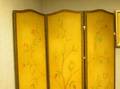 Floral Painted Canvas ThreePanel Floor Screen