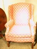 Chippendalestyle Upholstered Mahogany Wing Chair