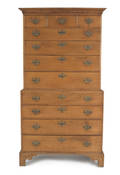 New England Chippendale figured maple chest on chest ca 1770