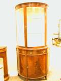 Regencystyle Glazed Mahogany Veneer Demilune Display Cabinet