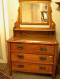 English Arts  Crafts Oak Mirrored Dresser