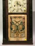 Samuel Terry Mahogany and Stencil Decorated Looking Glass Clock