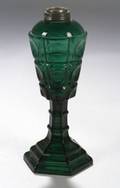 Emerald Green Pressed Glass Fluid Lamp