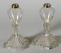 Pair of Freeblown and Pressed Glass Fluid Lamps