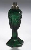 Emerald Green Pressed Glass Fluid Lamp