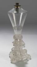 Colorless Blown Molded and Pressed Glass Whale Oil Lamp