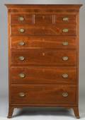 Federal Walnut Inlaid Tall Chest of Drawers
