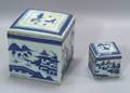 Two Canton Covered Square Cannisters