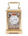 Diminutive Gilt Bronze Carriage Clock Imari Motif