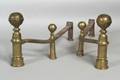 Brass and Iron Belted Balltop Andirons