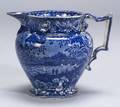 Blue and White Transfer Decorated Staffordshire Pitcher