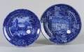 Two Blue and White Transfer Decorated Staffordshire Plates
