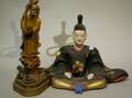 Japanese Carved and Painted Wood Figure of a Priest and a Chinese Carved Soapstone