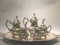 Fivepiece Poole Silver Plated Lancaster Rose Tea and Coffee Service with Tray