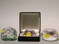 Three Faceted Millefiore Glass Paperweights