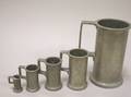 Five French Pewter Graduated Mugs