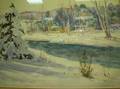 Framed Winter Landscape Watercolor