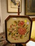 Mahogany Polescreen with Needlework Panel