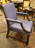 George III Style Upholstered Mahogany Library Chair