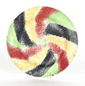 Red yellow green and black rainbow spatter swirl plate 19th c