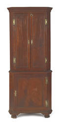 Diminutive Pennsylvania Queen Anne walnut twopart corner cupboard late 18th c