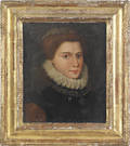 18th c oil on canvas bustlength portrait of a woman