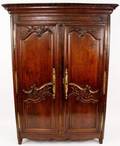 French Provincial Carved Oak Two Door Armoire