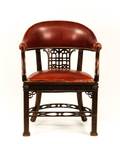 Leather Barrel Back Library Chair 19th Century