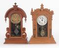 Gingerbread clock together with a Gilbert mantle clock
