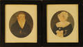 Pair of watercolor portraits of a husband and wife