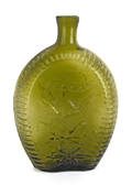 Kentucky glassworks double eagle yellow olive flask ca 1850