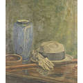 American School 20th Century Still Life with a Gentlemans Hat and Gloves