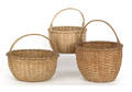 Group of three splint gathering baskets 19th c