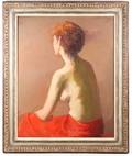 Constantin Chatov Signed Oil Nude in Red Drape
