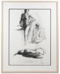 Marc Chatov Signed Charcoal Figure Study on Paper
