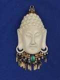 Carved Bone and Gemset Pendant