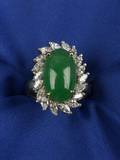 Jadeite Jade and Diamond Ring