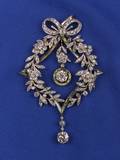 Edwardian Platinum Diamond and Enamel Lavaliere