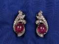 Star Ruby and Diamond Ear Clips