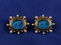 18kt Gold Venetian Glass and Pearl Ear Clips