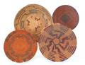 Four Southwestern Native American coiled basketry trays