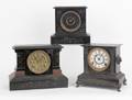 Two Ansonia faux slate mantle clocks