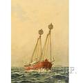 American School 19th Century Fishing Vessel in Calm Seas