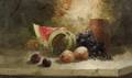 Clarence Braley American 19th20th Century Still Life with Grapes and Melons
