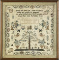 English silk on linen sampler dated