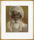 Oil on board portrait of an Arabian man signed lower right